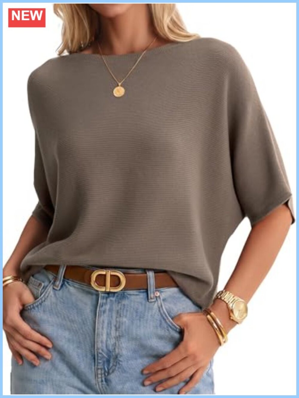 Women's Oversized Batwing Sleeve Boat Neck Sweater Pullover 100% Cotton